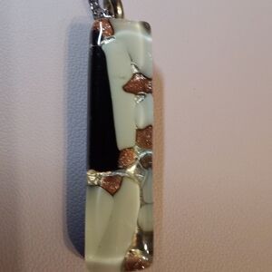 Handmade fused glass Pendant necklace 18" Non-tarnish Stainless Steel Chain